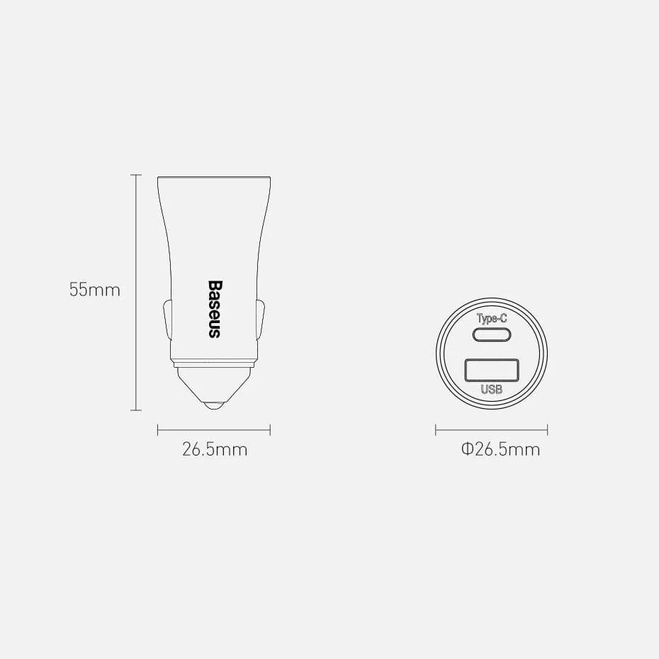 شارژر فندکی باسئوس مدل tzccjd-0g به همراه کابل تبدیل USB-C — تصویر ۳