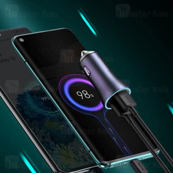 شارژر فندکی باسئوس مدل tzccjd-a0g به همراه کابل تبدیل USB-C — تصویر ۴