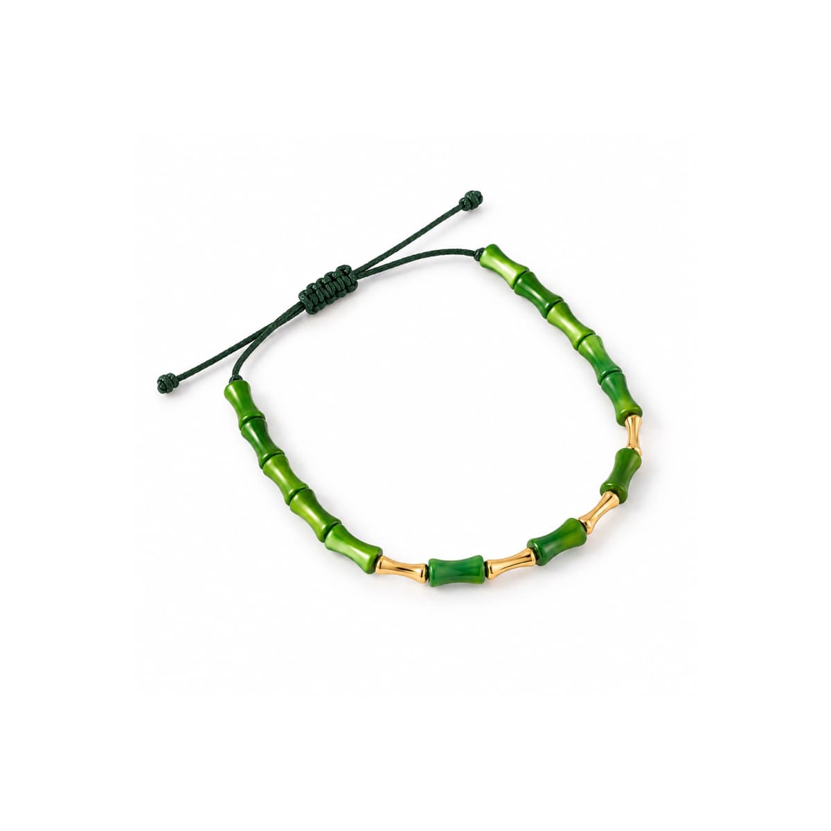 دستبند طلا سنگی چهار بامبو سبز