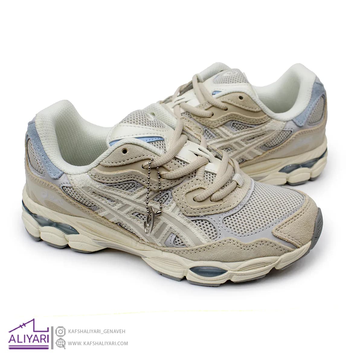 کفش زنانه آسیکس ژل Asics GEL-NYC رنگ کرم آبی | ویتنام