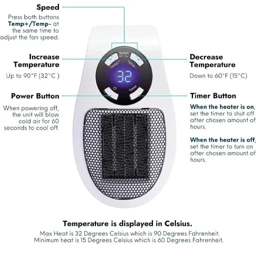 هیتر برقی دیواری Alpha Heater مدل Heat-V2 با توان ۵۰۰ وات — تصویر ۳
