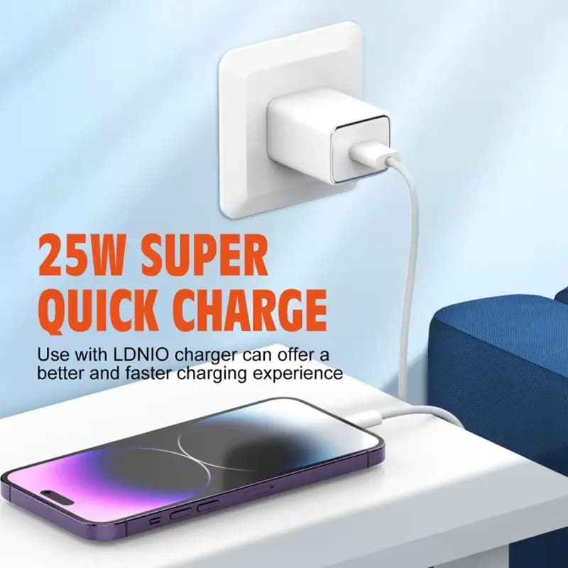 کابل شارژر USB به LIGHTNING برند LDNIO مدل LS891 رنگ سفيد — تصویر ۳