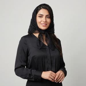 مینی اسکارف زنانه گلدار توری براق مدل 11