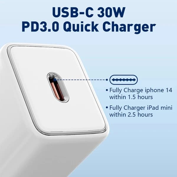 آداپتور 30w برند LDNIO مدل A1508C به همراه کابل TYPEC — تصویر ۵