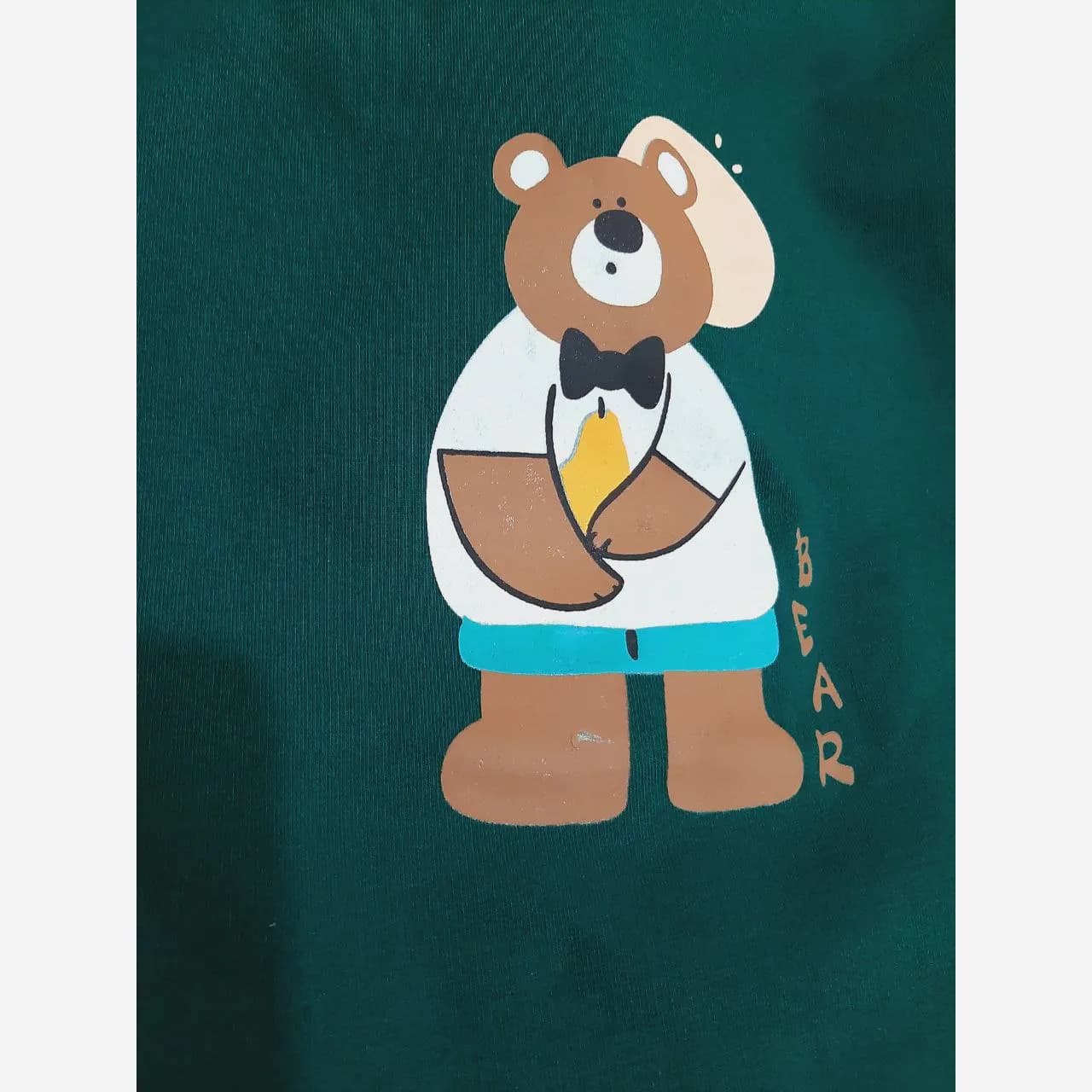 ست بلوز شلوار تدی اسپرت دخترانه و پسرانه دورس پنبه سبز و قهوه ای سایز 45 تا 55 — تصویر ۷