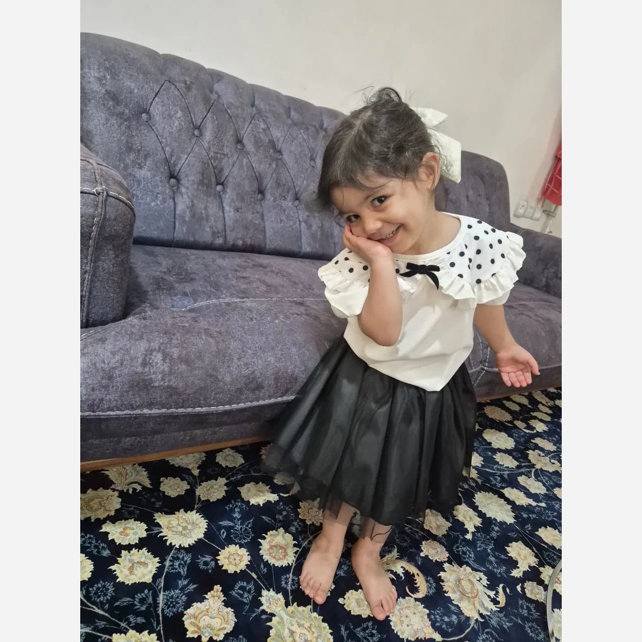 ست شومیز دامن دخترانه آستین کوتاه پارچه کج راه بهاره سایز 40 تا 55 — تصویر ۷