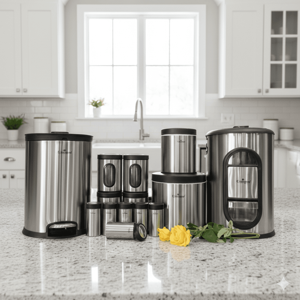 سرویس آشپزخانه 14 پارچه استیل صادراتی یونیک کد 3505