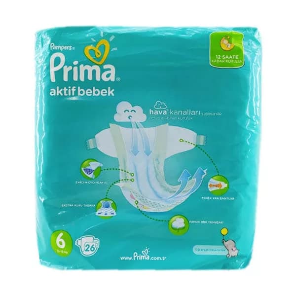 پوشک 26 عددی نرمال سایز 6 پریما Prima — تصویر ۲