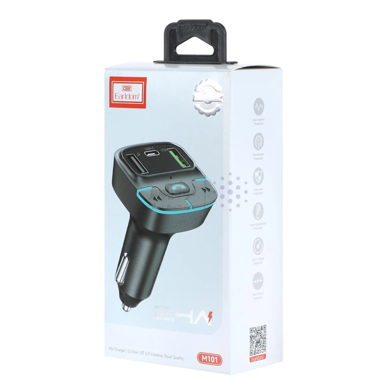 شارژر فندکی PDوفست دو پورت و گیرنده بلوتوث FM خودرو Earldom مدل M101 – مشکی — تصویر ۲
