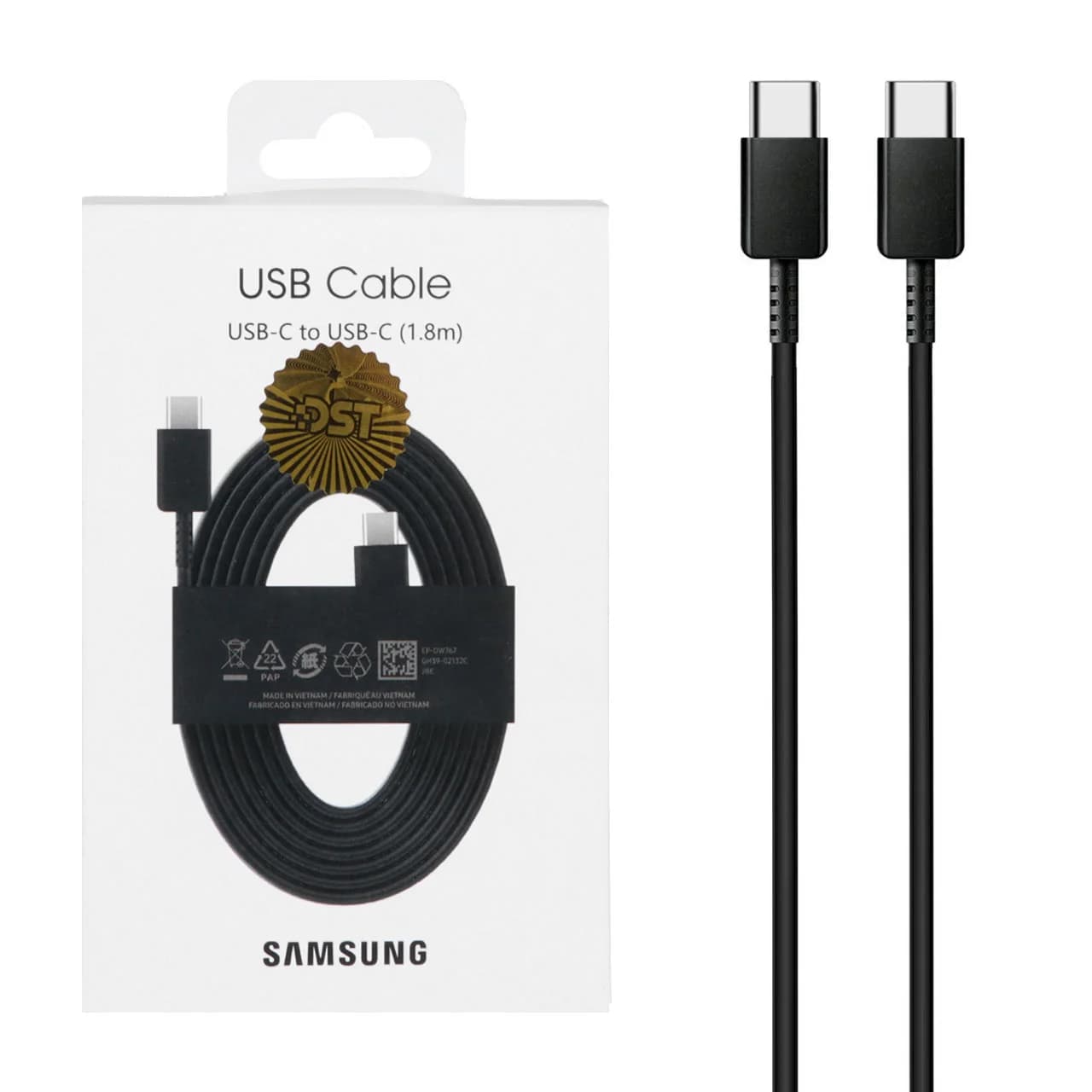 کابل شارژ 1.8 متری فست و Samsung Type-C to Type PD مدل EP-DW767 45W – مشکی – DST (گارانتی شش ماهه)