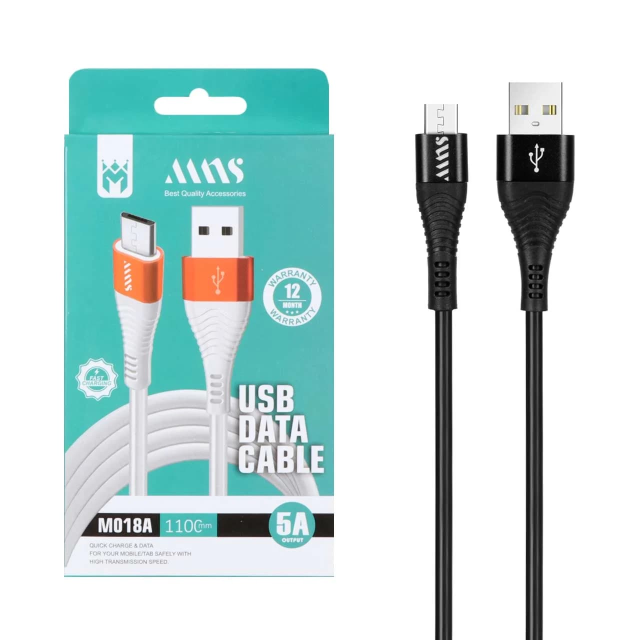 کابل شارژ فست 1.1 متری اندروید MNS مدل M018A – مشکی – SMO