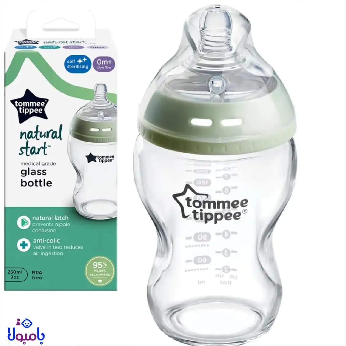 شیشه شیر پیرکس تامی تیپی ۲۵۰ میل مدل Natural Start
