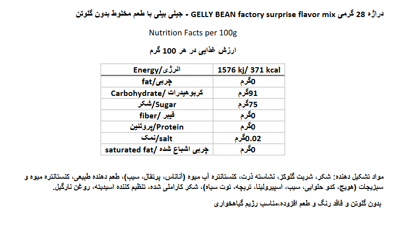 جیلی بیلی میوه ای ( بدون گلوتن ) ۲۸ گرم – jelly bean factory — تصویر ۳