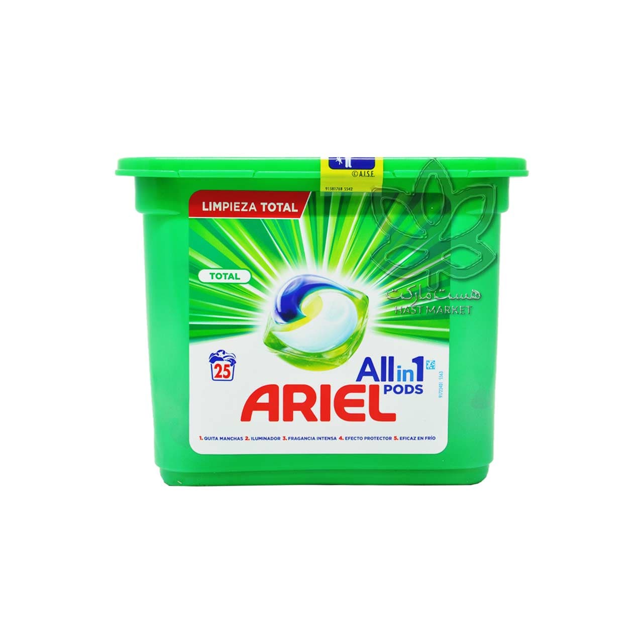کپسول ماشین لباسشویی بالشتی پنج کاره ۲۵ عدد توتال اریل – ariel