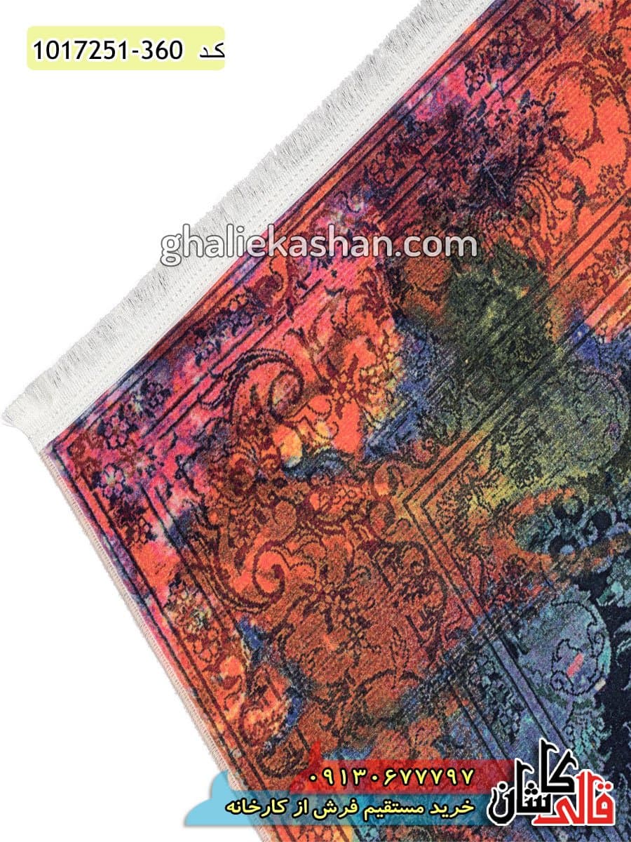 فرش فانتزی و مدرن 700 شانه طرح وینتیج ( کهنه نما ) زمینه آبی کاشان — تصویر ۴