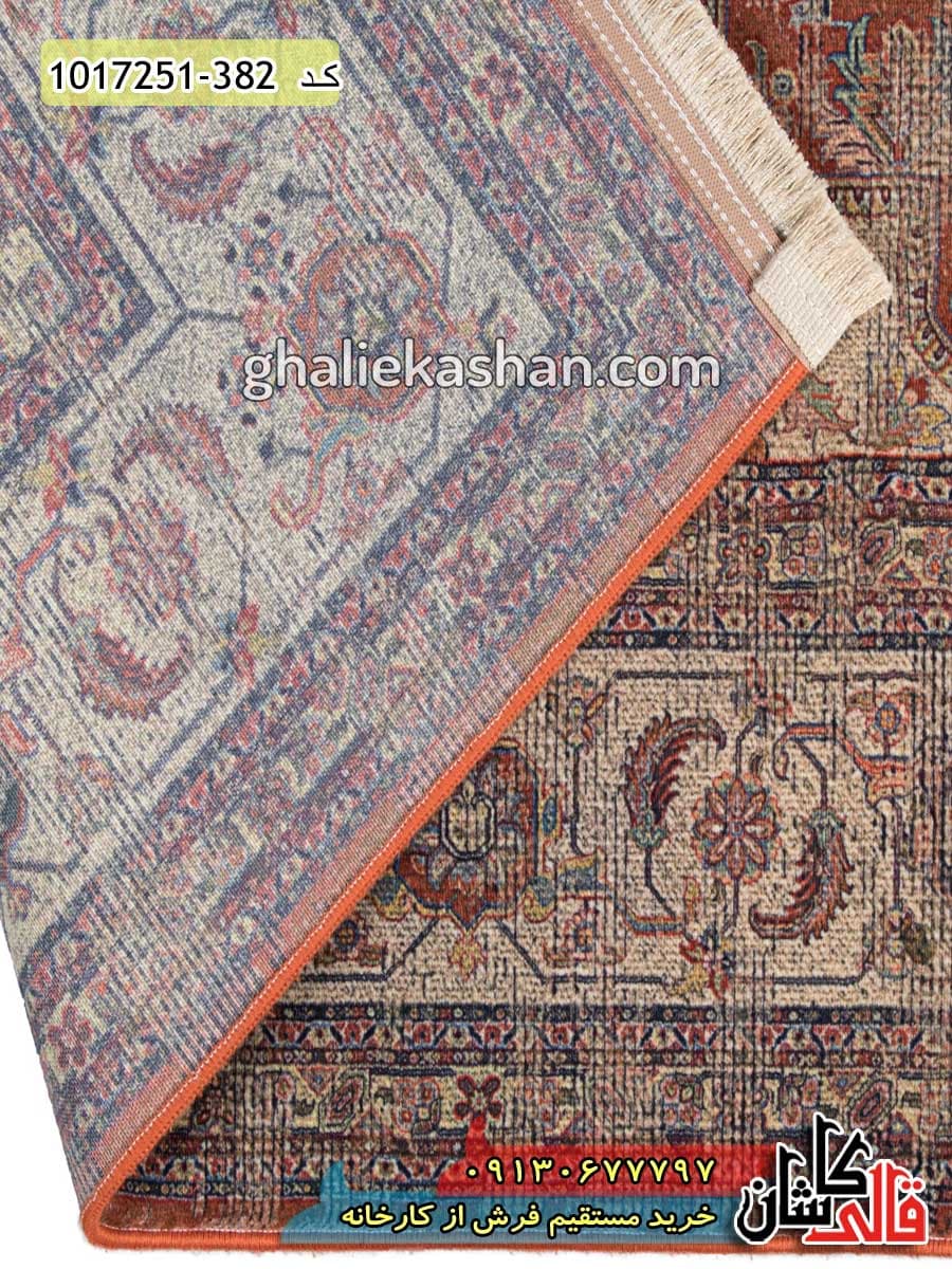 فرش سنتی 700 شانه طرح وینتیج ( کهنه نما ) هریس زمینه قرمز روناسی کاشان — تصویر ۲