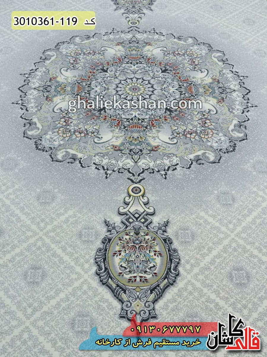فرش 1200 شانه طرح تیمچه زمینه کرم کاشان — تصویر ۳