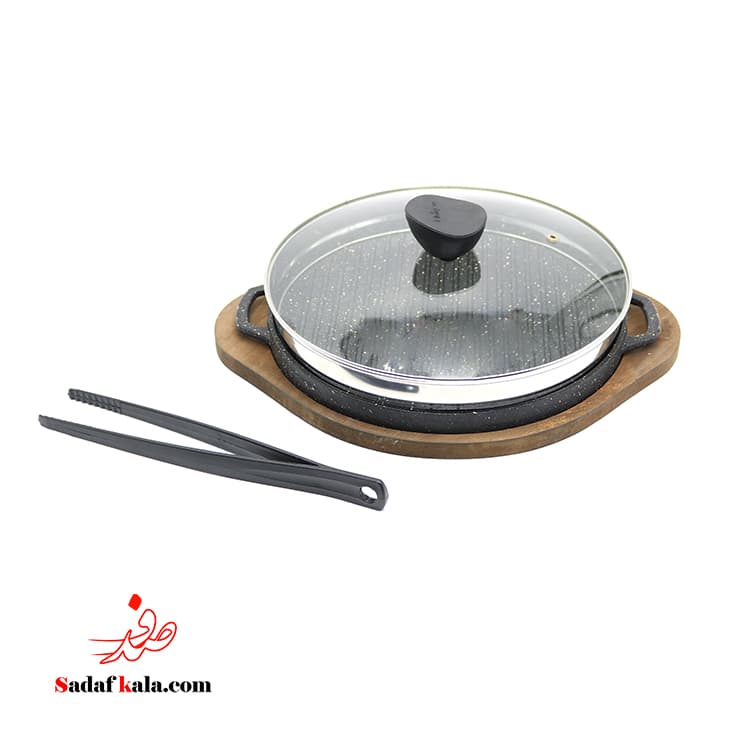 تابه گریل چدن گرد کوچک با چوب درب دار یونیک(3)/6005 — تصویر ۲