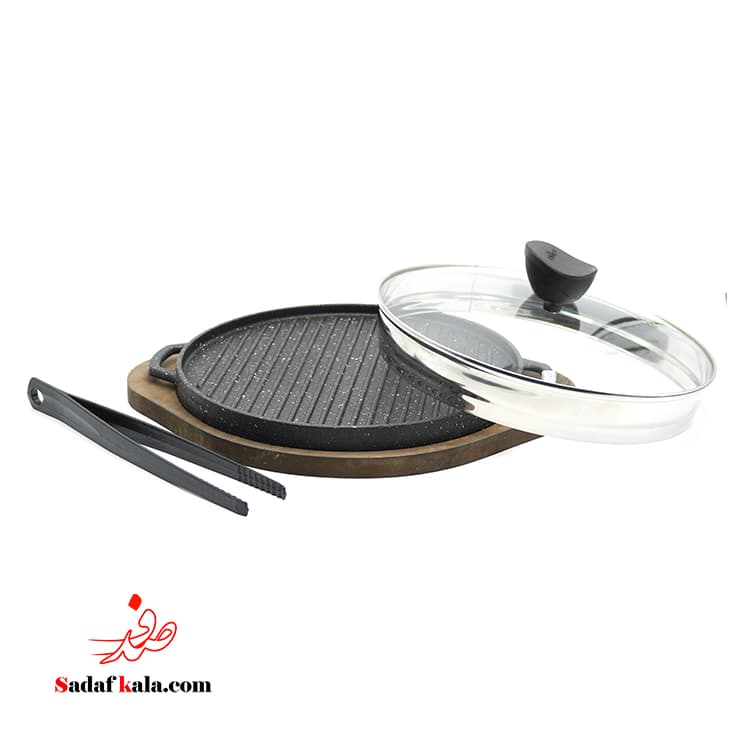 تابه گریل چدن گرد کوچک با چوب درب دار یونیک(3)/6005 — تصویر ۶