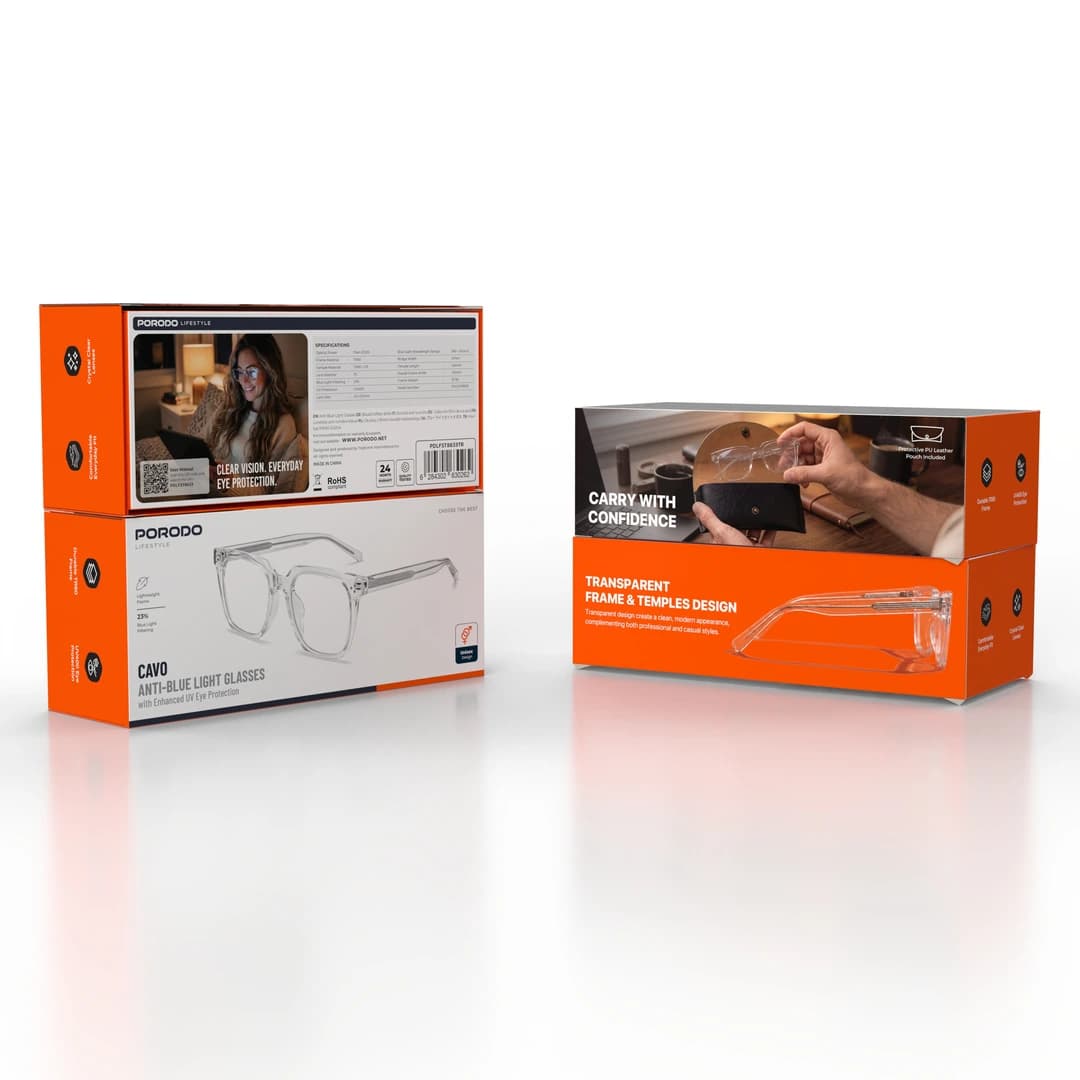 عینک محافظ نور آبی شفاف پرودو لایفاستایل مدل Cavo PDLFST8633TR — تصویر ۳