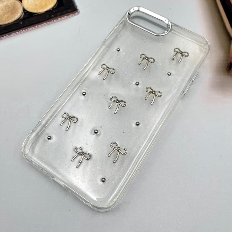 قاب گوشی iPhone 7 Plus / iPhone 8 Plus آیفون Crystal Shine کریستالی شفاف شاین دار محافظ لنز برجسته Silver طرح پاپیون کد 337946 — تصویر ۲