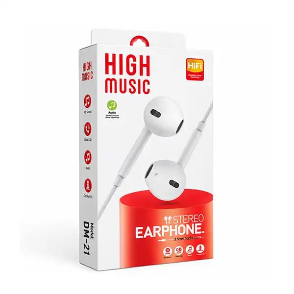 هندزفری سیمی مدل DM-21 برند HIGH MUSIC — تصویر ۲