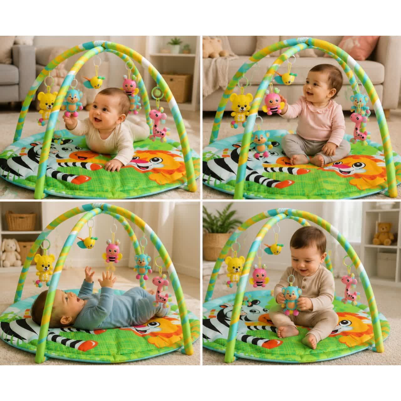 تشک بازی ناب سل مدل شیر بامزه کد BABY GAME BLANKET به همراه 4 عدد جغجغه جداشونده — تصویر ۲