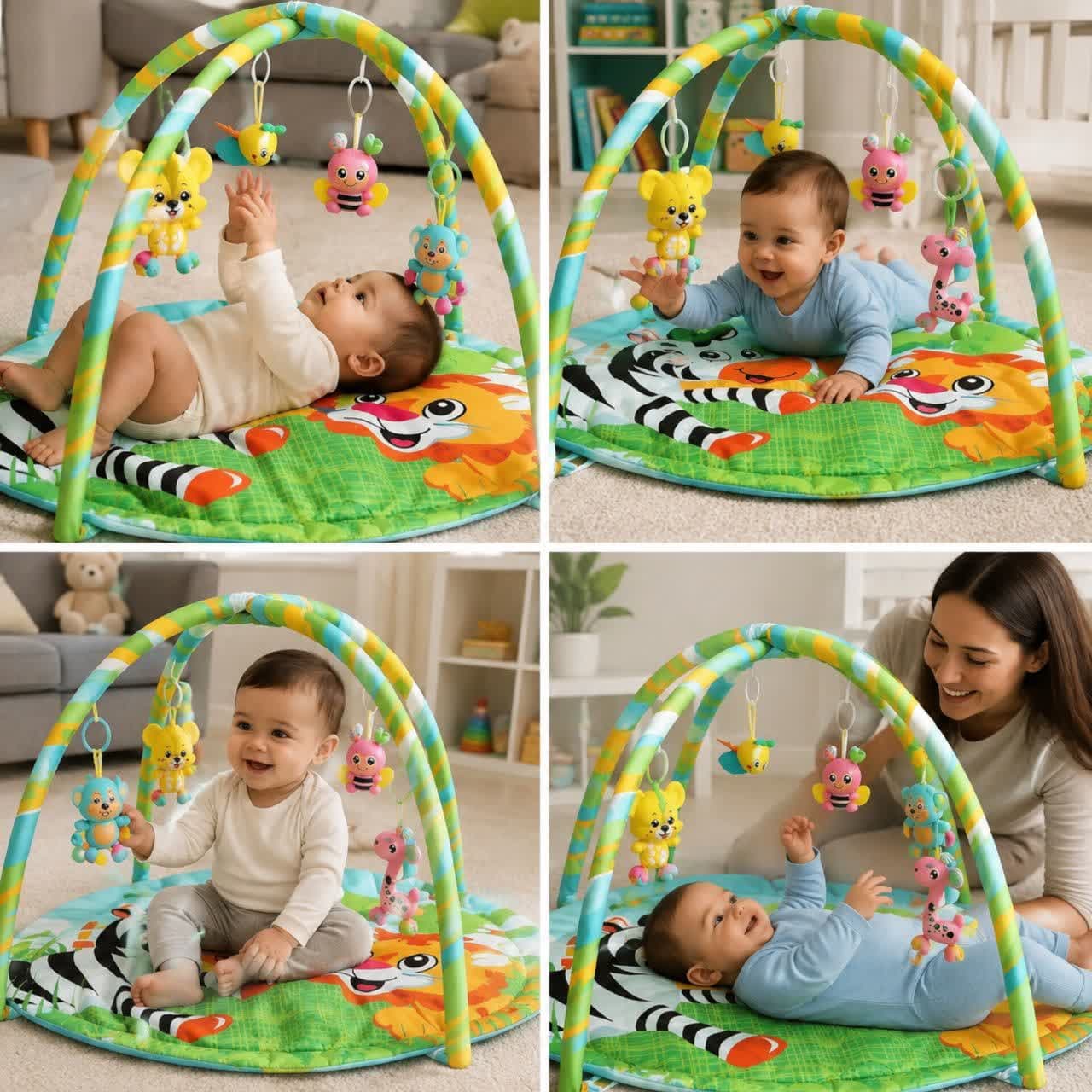 تشک بازی ناب سل مدل شیر بامزه کد BABY GAME BLANKET به همراه 4 عدد جغجغه جداشونده — تصویر ۳