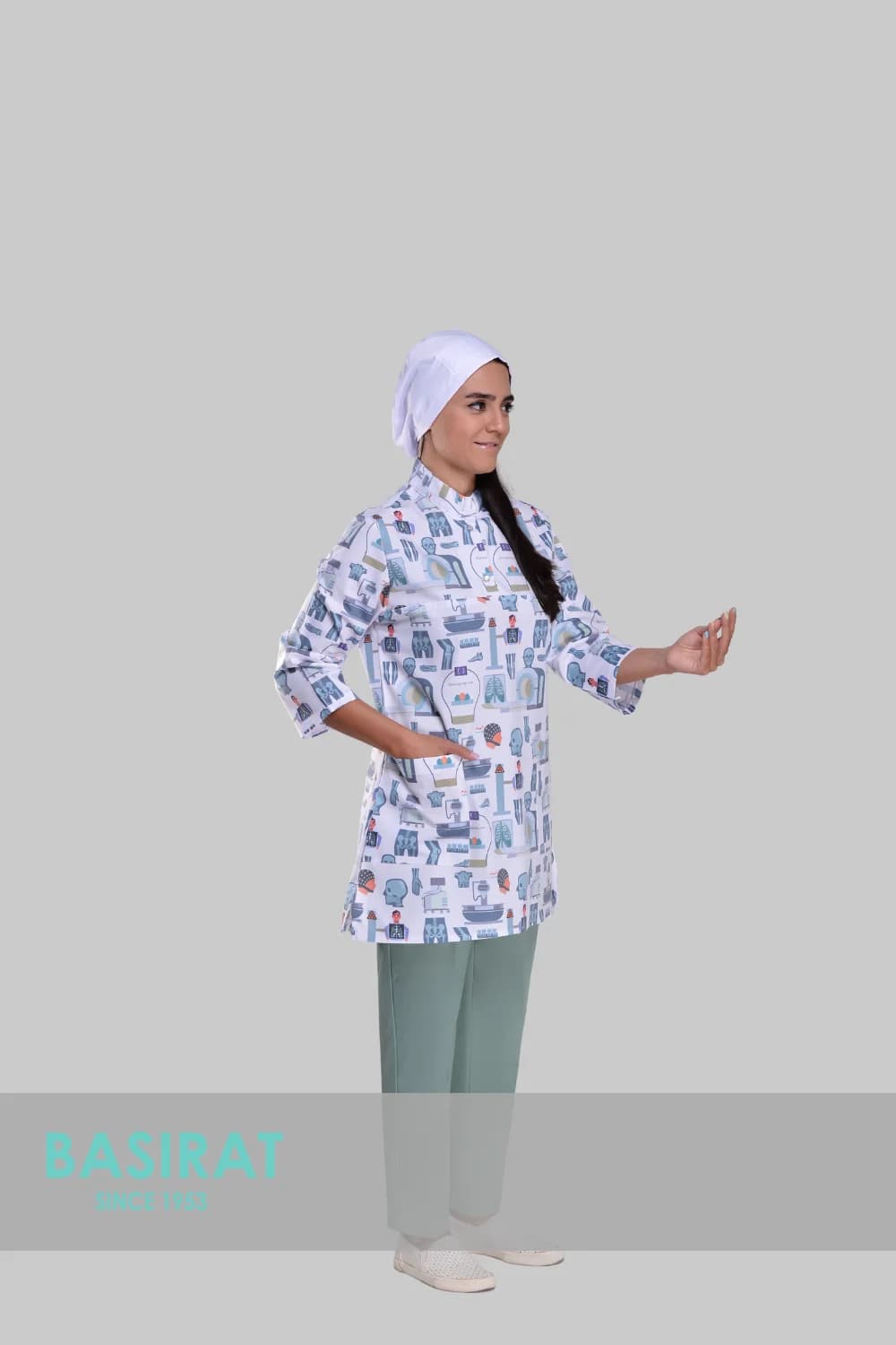 اسکراب پزشکی یقه دار طرح رادیولوژی زنانه (تک)