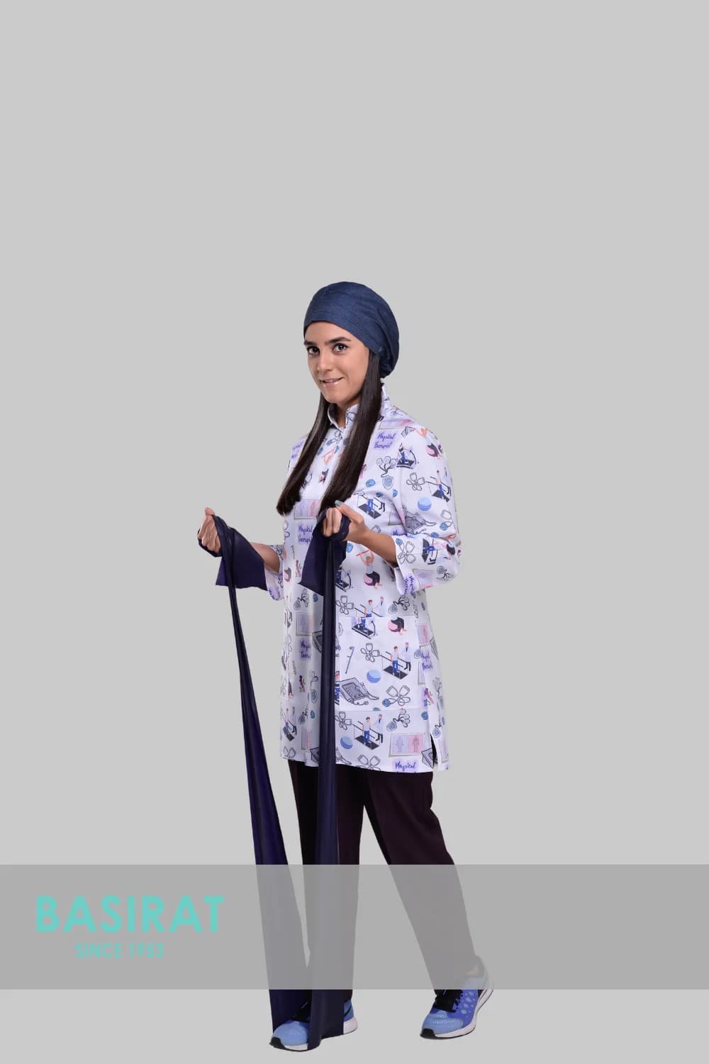 اسکراب پزشکی یقه دار طرح فیزیوتراپی زنانه (تک)