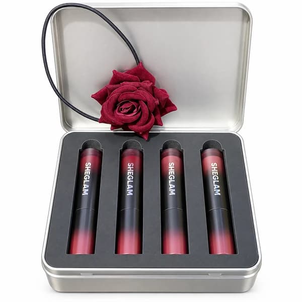 ست هدیه لیپ گلاس مغذی شیگلم Ember Rose Immortal Love چهار رنگ — تصویر ۳
