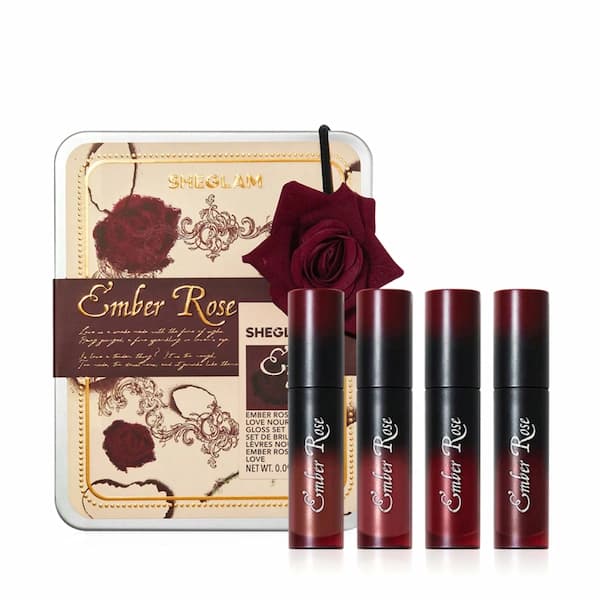 ست هدیه لیپ گلاس مغذی شیگلم Ember Rose Immortal Love چهار رنگ — تصویر ۲