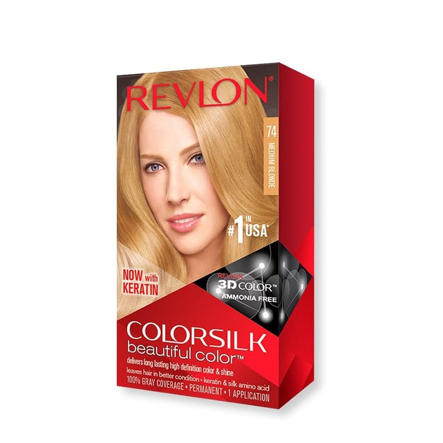 کیت رنگ موی بدون امونیاک رولون شماره 74 بلوند متوسط Revlon Colorsilk