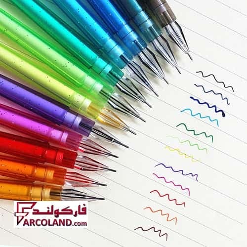 خودکار رواننویس نوک الماسی فانتزی 12 رنگ 0.5 میلی متر همراه با کیف طلقی — تصویر ۴