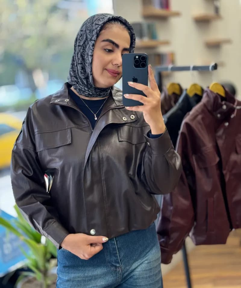 بامبر جکت چرم آستر دار_4312 — تصویر ۶
