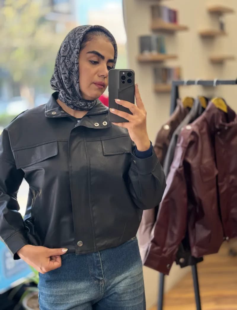 بامبر جکت چرم آستر دار_4312 — تصویر ۲