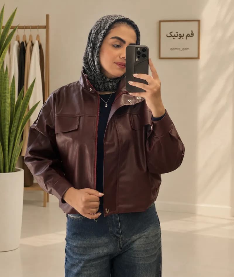 بامبر جکت چرم آستر دار_4312