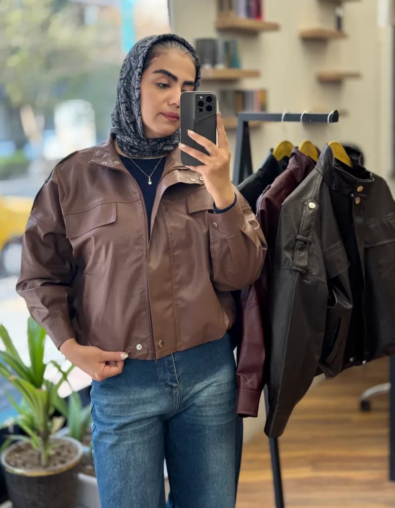 بامبر جکت چرم آستر دار_4312 — تصویر ۴
