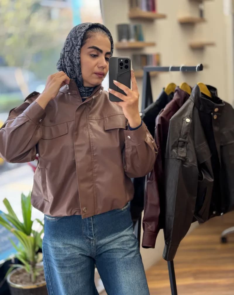 بامبر جکت چرم آستر دار_4312 — تصویر ۳
