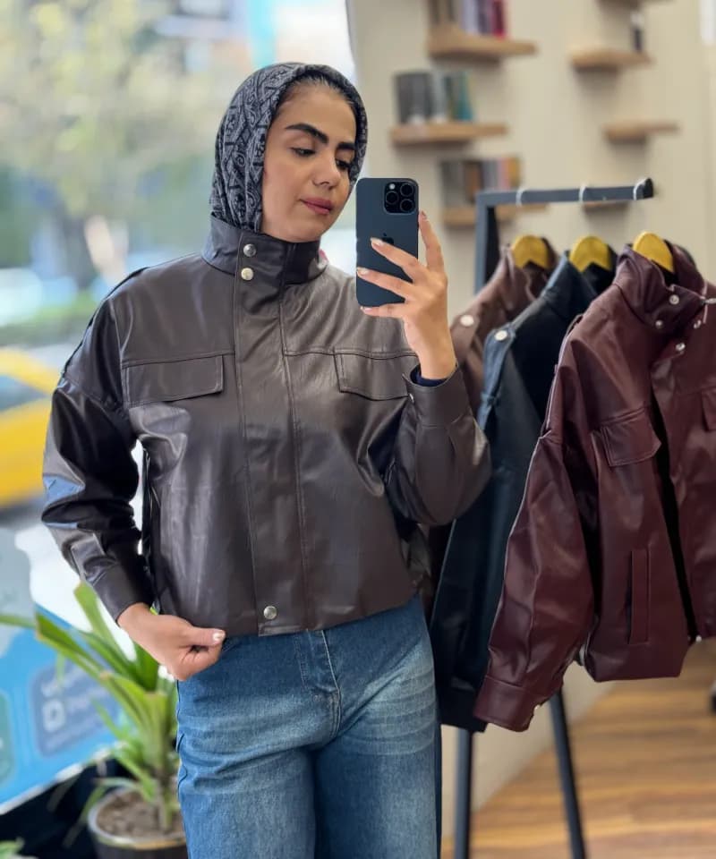 بامبر جکت چرم آستر دار_4312 — تصویر ۸