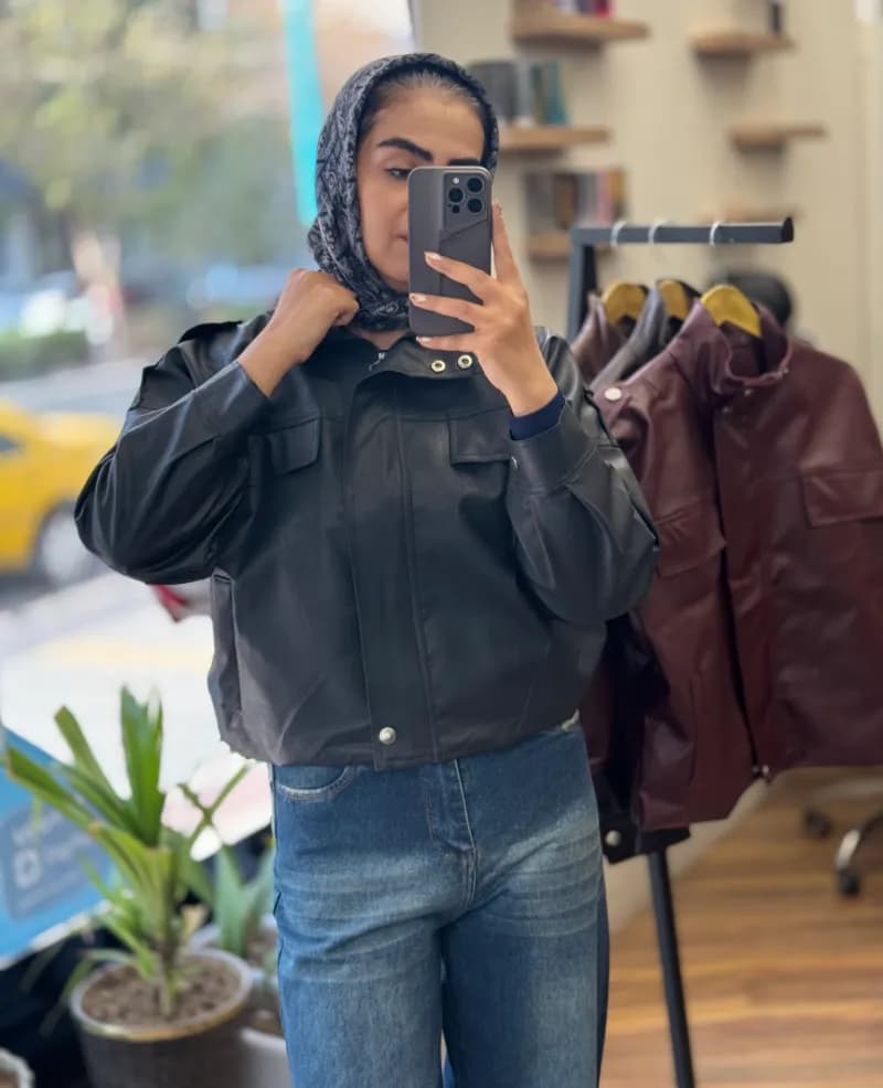 بامبر جکت چرم آستر دار_4312 — تصویر ۷