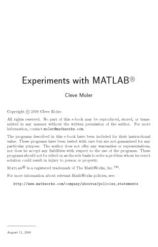 کتاب Experiments with MATLAB نسخه کامل
