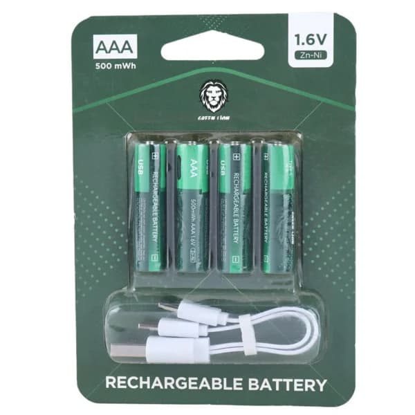 باتری چهارتایی نیم قلمی شارژی Green Lion GNRGBAAA AAA 500mWh
