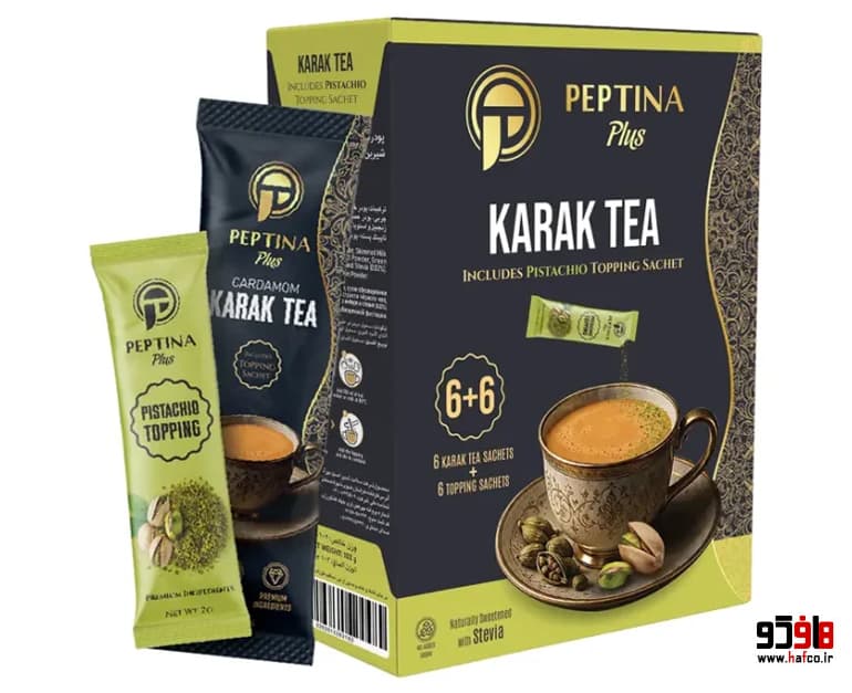 چای کرک با تاپینگ پسته پپتینا پلاس بسته 6+6 عددی