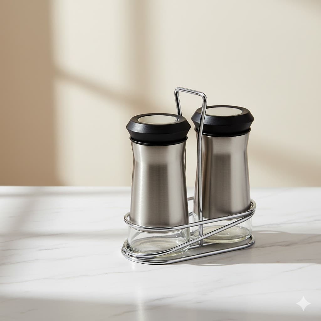 ست جای نمک و فلفل استیل درمشکی یونیک کد 1460 (خارجی درجه1)