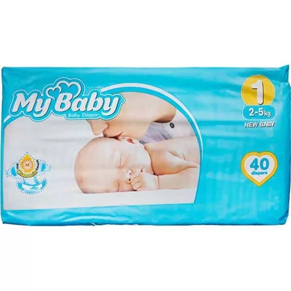 پوشک مای بیبی سایز 1 بزرگ 40 عددی My Baby — تصویر ۳