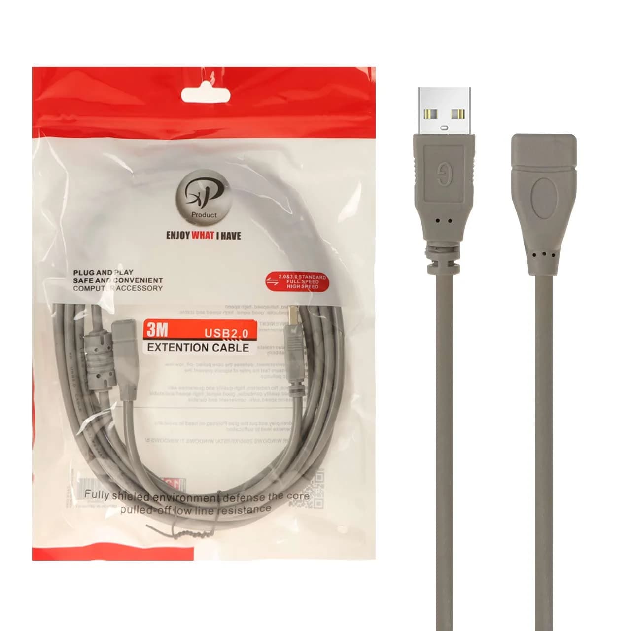 کابل افزایش طول 3 متری – XP Product USB 2.0 – طوسی – RYL