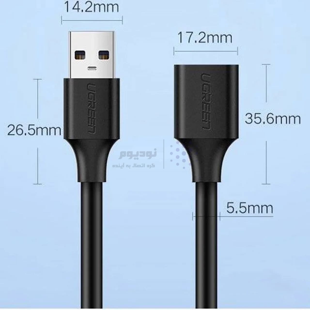 کابل افزایش طول یک و نیم متری UGREEN USB3.0 مدل 30126 – مشکی(30126) — تصویر ۳