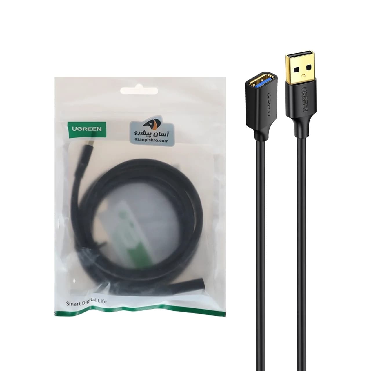 کابل افزایش طول یک و نیم متری UGREEN USB3.0 مدل 30126 – مشکی(30126)