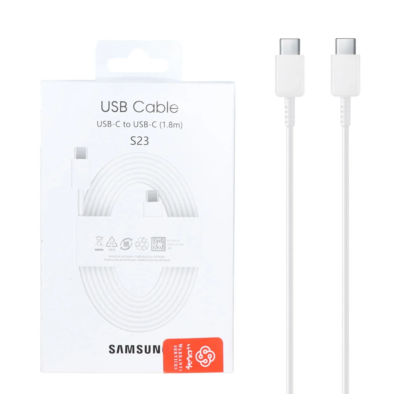 کابل شارژ 1.8 متری فست و Samsung Type-C to Type PD مدل EP-DW767 – سفید – (گارانتی پارتیان پایا)